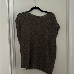 Casual Brown Knit Short Sleeve Top